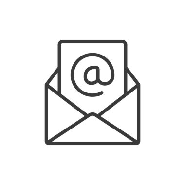 E- posta et, satır tasarımı simgesi. E- posta, et, zarf, iletişim, gönderme, mesaj, beyaz arkaplan vektörü üzerine posta. E- posta ve düzenlenebilir vuruş simgesi