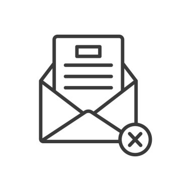 Okunmamış harf, satır tasarımı simgesi. Okunmamış, mektup, açılmamış, posta, bildirim, mesaj, beyaz arkaplan vektörü zarfları. Okunmamış harf değiştirilebilir vuruş simgesi