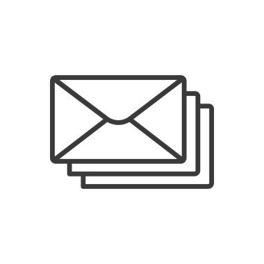 Birçok harf e-posta, satır tasarımı simgesi. Birçok mektup, e-posta, mesaj, iletişim, gelen kutusu, dijital beyaz arka plan vektörü. Birçok harf e- posta düzenlenebilir vuruş simgesi