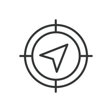 GPS hedefi, satır tasarımı simgesi. GPS, hedef, konum, nokta, işaret, pozisyon, beyaz arka plan vektörüne nişan al. GPS hedef düzenlenebilir vuruş simgesi