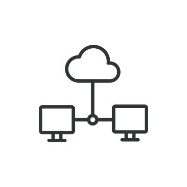 Bulut yönetimi, tasarım simgesi. Bulut, yönetim, yönetim, sunucu, veri, depolama, beyaz arka plan vektörünün kontrolü. Bulut yönetimi düzenlenebilir vuruş simgesi