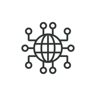 Tam internet yönlendirme masası, satır tasarımı ikonu. Tam, internet, yönlendirme, tablo, ağ, protokol, beyaz arka plan vektörü üzerinde rotalar. Tam internet yönlendirme tablosu düzenlenebilir vuruş simgesi