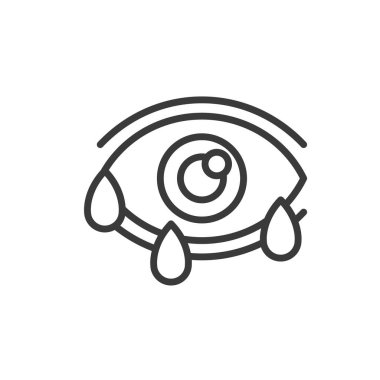 Gözler sulu, dizayn edilmiş bir ikon. Su, gözler, gözyaşları, yırtılma, tahriş, nem, beyaz arka plan vektöründe ağlama. Gözler sulandırılabilir vuruş simgesi