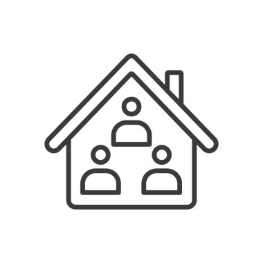 Birçok Kiracı A Evi, tasarım ikonu. Kiracılar, ev, daire, yaşam, konut, aile, komşu beyaz arka plan vektörü. Birçok Kiracı, Bir Ev düzenlenebilir vuruş simgesi