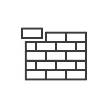 Brick wall, icon in line design. Brick, wall, construction, masonry, building, structure, material on white background vector. Brick wall editable stroke icon clipart