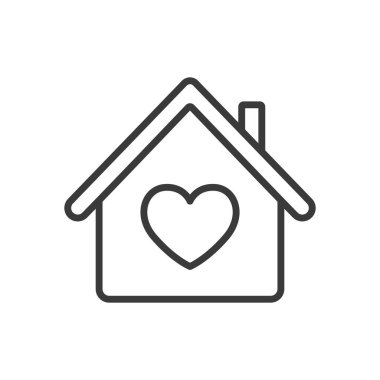 Favori ev, satır tasarımı ikonu. Favori, ev, ev, rüya, rahat, aile, beyaz arka plan vektörü üzerinde ikamet. Favori ev düzenlenebilir vuruş simgesi