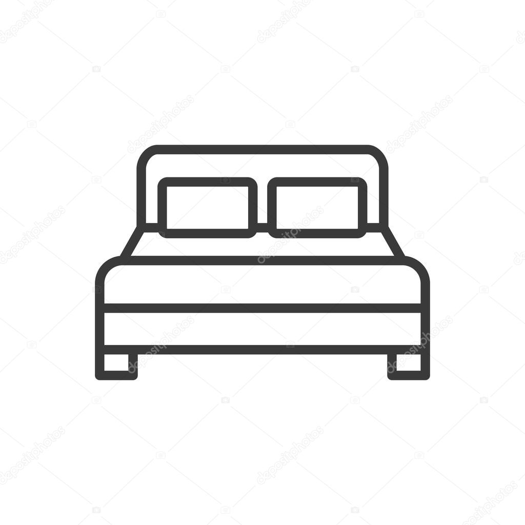 Double bed, icon in line design. Bed, double, bedroom, mattress, furniture, sleeping, cozy on white background vector. Double bed editable stroke icon