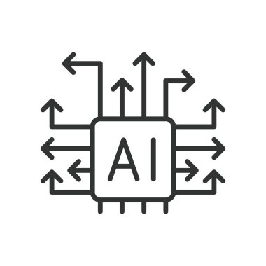 Yapay zeka kariyeri, çizgi tasarımı ikonu. Yapay zeka, kariyer, yol, yapay zeka, teknoloji, gelecek beyaz arka plan vektörü. Yapay zeka kariyer yolu düzenlenebilir vuruş simgesi
