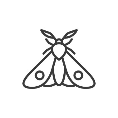 Güve, çizgi tasarımı ikonu. Güve, böcek, kanatlar, doğa, kelebek, gece uçuşu, beyaz arkaplan vektörü güve düzenlenebilir vuruş simgesi
