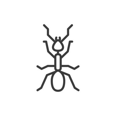 Karınca, çizgi tasarımı ikonu. Karınca, böcek, koloni, işçi, yuva, kırmızı, beyaz arkaplan vektörü üzerinde siyah, düzenlenebilir vuruş simgesi