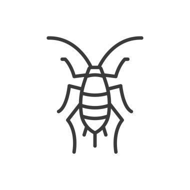 Yaprak biti, çizgi tasarımı ikonu. Yaprak biti, böcek, böcek, böcek, bitki, küçük, beyaz arka plan vektörü Aphid düzenlenebilir vuruş ikonu
