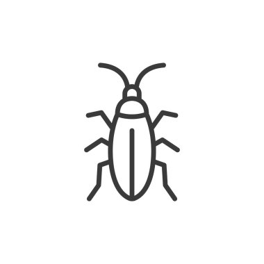 Hamamböceği, tasarım simgesi. Hamamböceği, haşere, böcek, böcek, sürünme, istila, beyaz arka plan vektörü Hamamböceği düzenlenebilir vuruş simgesi