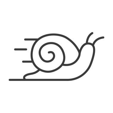 Sıra dizaynında yavaş salyangoz simgesi. Salyangoz, yavaş, doğa, yaratık, bahçe, hareket, beyaz arka plan vektörü üzerinde sürünme. Yavaş salyangoz, düzenlenebilir vuruş simgesi