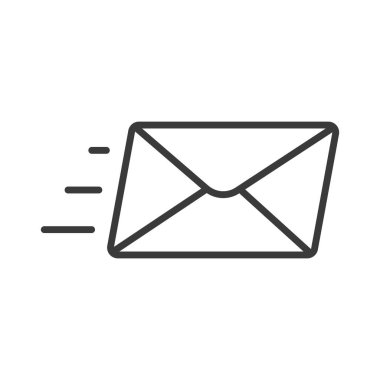 Satır tasarımında hızlı posta simgesi. Hızlı, posta, dağıtım, posta, servis, kurye, beyaz arka plan vektörlü zarf. Hızlı e- posta düzenlenebilir vuruş simgesi