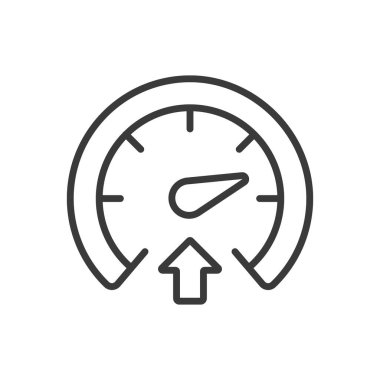 Satır tasarımında simgeyi hızlandır. Hız, hız, hareket, ivme, hızlı, hızlı, beyaz arka plan vektöründe ilerleme. Düzenlenebilir vuruş simgesini hızlandır