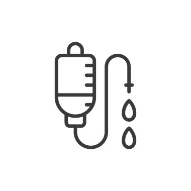 Tıbbi indirme sistemi simgesi dizayn edildi. Tıbbi, damlatıcı, sistem, infüzyon, sağlık hizmeti, serum, beyaz arka plan vektörü terapisi. Tıbbi indirme sistemi düzenlenebilir vuruş simgesi