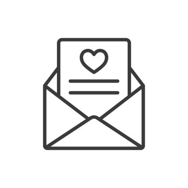 Satır tasarımında yardım posta simgesi. Sadaka, posta, zarf, bağış, mesaj, yardım, beyaz arka plan vektörü. Yardım postası düzenlenebilir vuruş simgesi