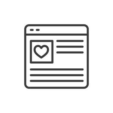 Charity web sayfası simgesi satır tasarımında. Charity, web, page, support, contribuding, help, community on white background vector. Charity web sayfası düzenlenebilir vuruş simgesi