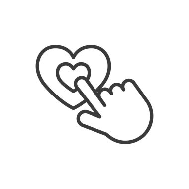 Charity Satır Tasarımında Bir Kalp simgesine tıklayın. Sadaka, klik, kalp, bağış, bağış, destek, beyaz arka plan vektörü. Charity Bir Kalp Vuruşu simgesine tıklayın