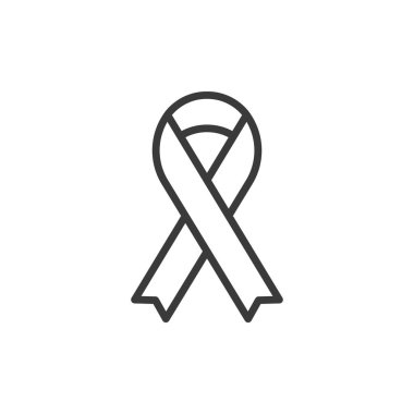 Bağış kurdelesi, tasarım ikonu. Bağış, kurdele, destek, farkındalık, bağış, nezaket, beyaz arka plan vektörü konusunda yardım. Bağış kurdelesi düzenlenebilir vuruş simgesi