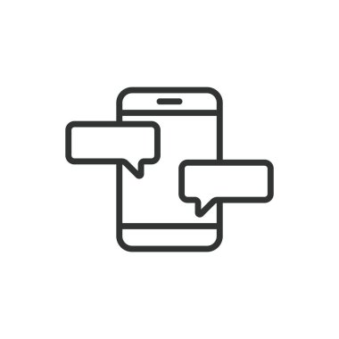 Telefon şeması, satır tasarımı ikonu. Telefon, grafik, analitik, istatistik, grafik, veri, beyaz arka plan vektöründeki büyüme. Telefon çizelgesi düzenlenebilir vuruş simgesi