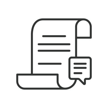 Senaryo, senaryo, okuma, aktör, diyalog, performans, beyaz arkaplan vektörü üzerine senaryo oku. Senaryo, betik, okuma, aktör diyalogu performansı, düzenlenebilir vuruş simgesini oku