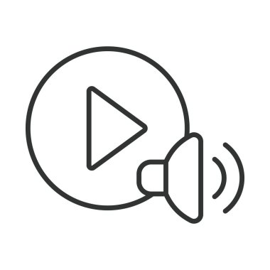 Ses, ses, müzik, ses, ses, ses dalgası, beyaz arkaplan vektörü hoparlörü. Ses, müzik, ses, ses hoparlörü düzenlenebilir vuruş simgesi çal