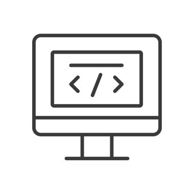 HTML kapanış etiketi, satır tasarımı simgesi. HTML, kapatılıyor, etiketleniyor, kodlanıyor, web tasarımı, HTML etiketi, beyaz arkaplan vektörü üzerine işaretleme. HTML kapama etiketi, satır tasarımı düzenlenebilir vuruş simgesi simgesi