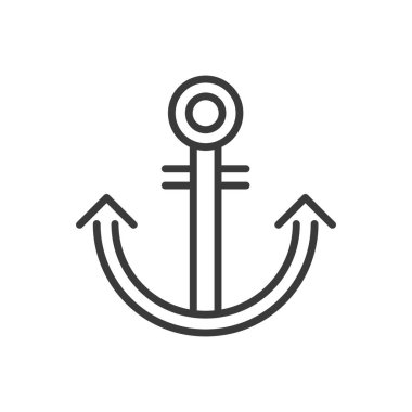 Çapa, çizgi tasarımı ikonu. Çapa, denizcilik, gemi, yelken, halat, liman, okyanus beyaz arka plan vektörü. Çapa, satır tasarımı düzenlenebilir vuruş simgesi simgesi