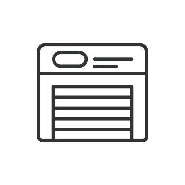 Kişisel garaj, tasarım ikonu. Kişisel garaj, araç deposu, beyaz arka plandaki garaj kapısı. Kişisel garaj, satır tasarımı düzenlenebilir vuruş simgesi