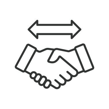 İş anlaşması tokalaşması, tasarım ikonu. İş, anlaşma, tokalaşma, anlaşma, ortaklık, beyaz arka plan vektörü üzerine sözleşme. İş Anlaşması El sıkışması düzenlenebilir vuruş simgesi