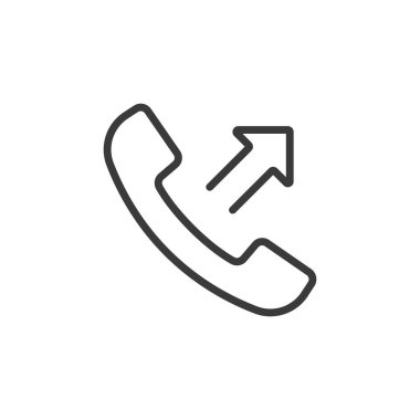 Giden arama, satır tasarımı simgesi. Giden, arama, telefon, iletişim, cep telefonu, arama, beyaz arkaplan vektörüyle bağlantı. Giden arama düzenlenebilir vuruş simgesi