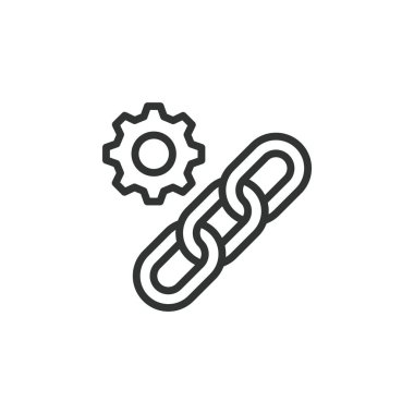 Chain gear, icon in line design. Chain, gear, mechanism, link, transmission, cycle, drive on white background vector. Chain gear editable stroke icon clipart