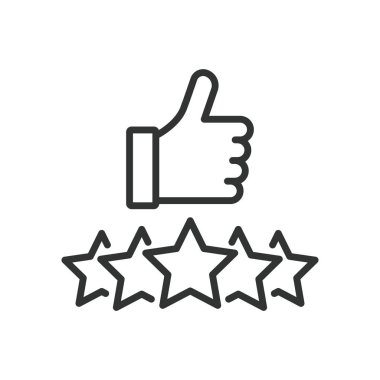 Beş yıldız gibi, dizayn edilmiş bir ikon gibi. Beş yıldız, reyting, yıldızlar, beş yıldız, gözden geçirme, geri bildirim, beyaz arka plan vektörü değerlendirme sistemi. Beş yıldızlı düzenlenebilir vuruş simgesi gibi