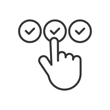 Good choice, icon in line design. Good choice, decision making, right selection, approval, correct option, positive decision, thumbs up on white background vector. Good choice editable stroke icon clipart