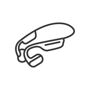 Kulaklıkları aç, tasarım ikonu. Kablosuz kulaklıklar, ses iletimi, işitme cihazı, beyaz arka plan vektöründe açık havada dinleme. Kulaklığı aç, düzenlenebilir vuruş simgesi