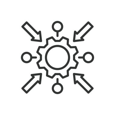 Özgül işlevsellik, çizgi dizaynında simge. Özgül işlevsellik, özel özellikler, özel araçlar, beyaz arkaplan vektöründe eşsiz yetenekler. Belirli işlevsellik düzenlenebilir vuruş simgesi