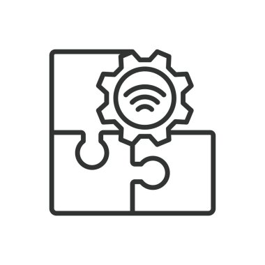 Uzantılar, satır tasarımı simgesi. Uzantılar, eklentiler, eklentiler, yazılım uzantısı, tarayıcı uzantısı, uygulama uzantısı, beyaz arkaplan vektöründeki işlevsellik. Eklentiler düzenlenebilir vuruş simgesi