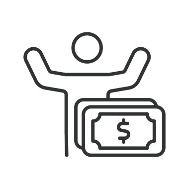 Finansal Özgürlük, tasarım ikonu. Finansal özgürlük, zenginlik, bağımsızlık, finansal bağımsızlık, beyaz arka plan vektörüne yatırım. Mali Özgürlük düzenlenebilir vuruş simgesi