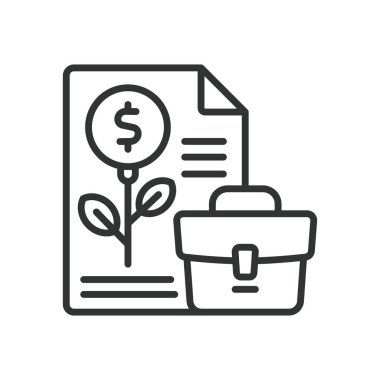 Yatırım portföyü, satır tasarımı ikonu. Yatırım, portföy, finans, servet, varlık, çeşitlendirme, beyaz arka plan vektörü planlama. Yatırım portföyü düzenlenebilir vuruş simgesi