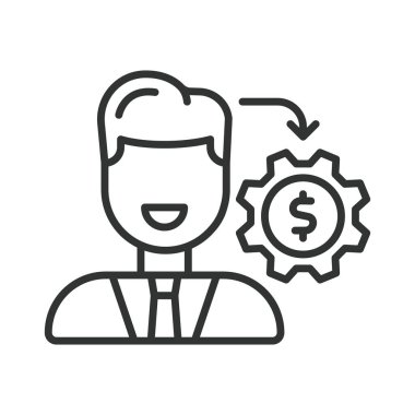 Finansal danışman, çizgi tasarımı ikonu. Finansal, danışman, danışman, yatırım, zenginlik, planlama, beyaz arka plan vektörü hakkında tavsiye. Finansal danışman düzenlenebilir vuruş simgesi