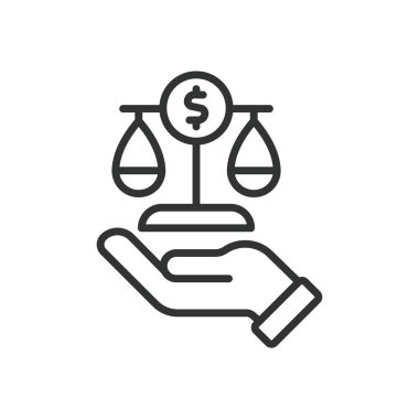 Özsermaye, çizgi tasarımı ikonu. Sermaye, hisse senedi, hisse senedi, yatırım, varlık, mülkiyet, beyaz arkaplan vektörü Equity düzenlenebilir vuruş simgesi üzerindeki zenginlik