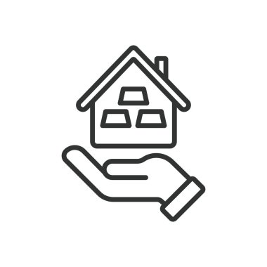 Net değer, çizgi tasarımı simgesi. Net değer, zenginlik, finansal varlıklar, yükümlülükler, kişisel finans, öz sermaye, beyaz arka plan vektöründeki varlıklar. Düzenlenebilir vuruş simgesi
