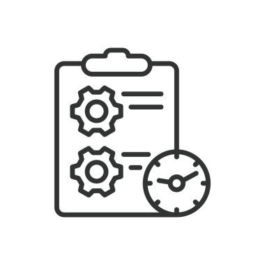 Proje, satır tasarımı simgesi. Proje, görev, plan, zaman çizelgesi, hedef, strateji, beyaz arkaplan vektörü üzerinde yönetim Proje düzenlenebilir vuruş simgesi