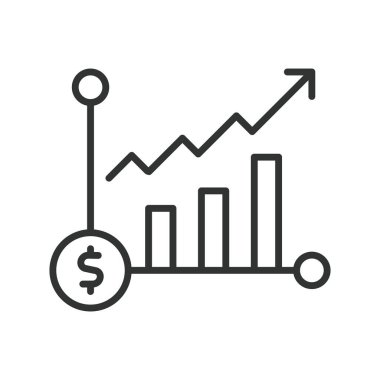 Büyüme, çizgi tasarımı ikonu. Büyüme, gelişme, gelişme, artış, gelişme, genişleme, beyaz arkaplan vektörü üzerinde gelişen düzenlenebilir vuruş simgesi