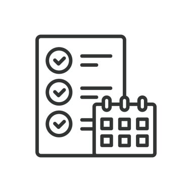 Planlama, tasarım ikonu. Planlama, strateji, organizasyon, yol haritası, hedefler, hazırlık, beyaz arkaplan vektörü üzerindeki zaman çizelgesi Düzenlenebilir vuruş simgesi