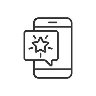 Mobil uygulama simgesi satır tasarımında. Mobil uygulama, akıllı telefon uygulaması, mobil yazılım, uygulama geliştirme, kullanıcı arayüzü, beyaz arkaplan vektöründe UX tasarımı. Mobil uygulama değiştirilebilir vuruş simgesi