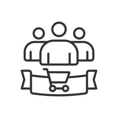 Müşteriler, satır tasarımı ikonu. İstemci, müşteri, iş, hizmet, iletişim, geri bildirim, beyaz arkaplan vektörü üzerinde sözleşme İstemci düzenlenebilir vuruş simgesi