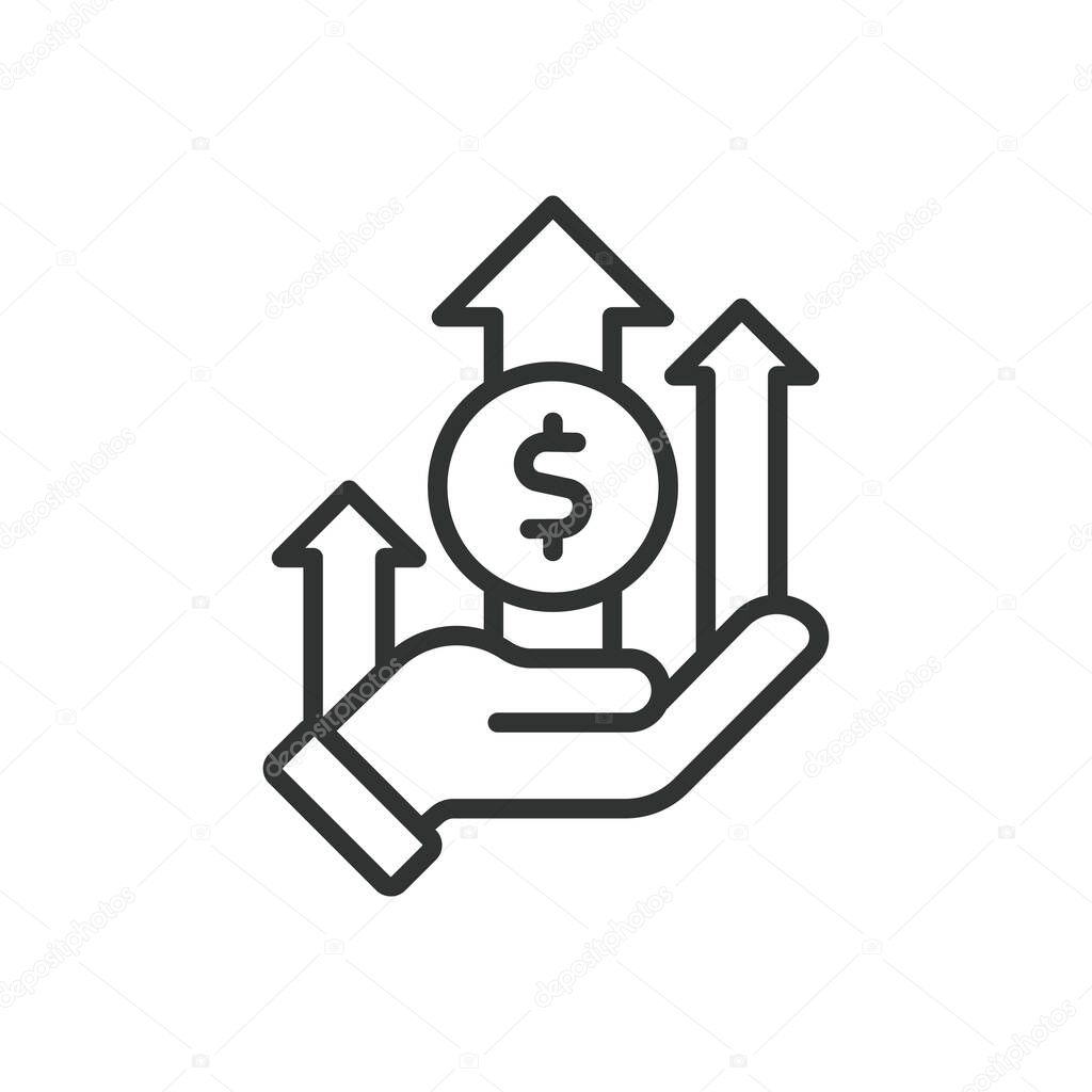 Profit, icon in line design. Profit, earnings, revenue, income, gain, business, financial on white background vector Profit editable stroke icon