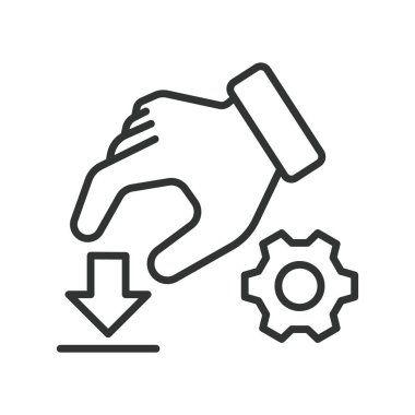 Dosya indirme simgesini satır tasarımında düzelt. Düzelt, indir, indir, hata, onarım, veri, beyaz arkaplan vektöründeki bozulma. Dosya indirme simgesini satır tasarımı düzenlenebilir vuruş simgesinde düzelt